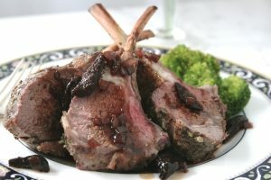 Roast Rack of Lamb with Fig-Port Wine Sauce | California Olive Ranch