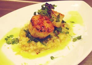 Scallops on Butternut Squash Risotto with Bacon | California Olive Ranch