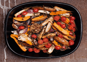 Roasted Parsnips and Sweet Potatoes with Caper Vinaigrette | California Olive Ranch