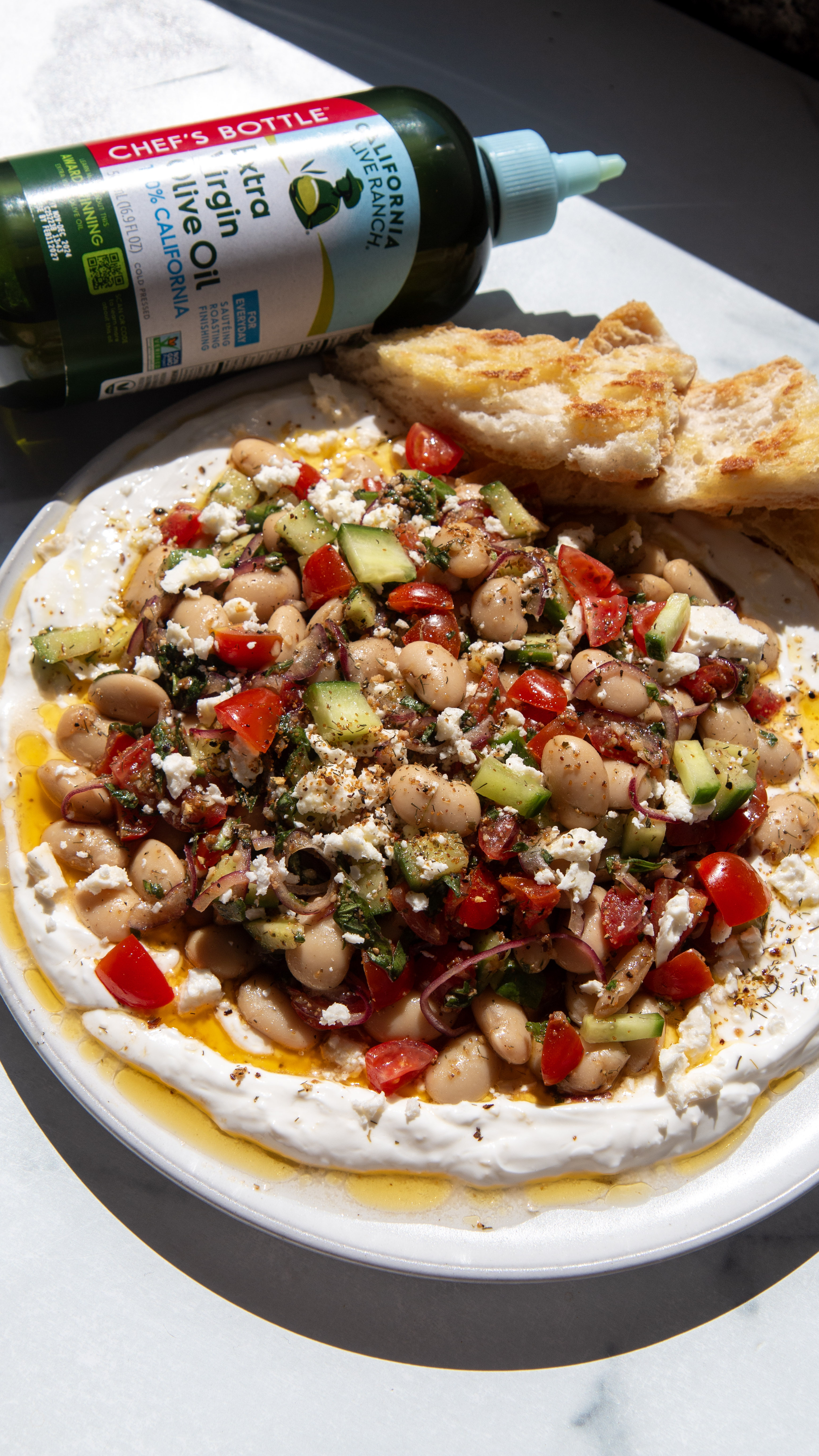 Mediterranean Bean Salad with Garlic Lemon Yogurt | California Olive Ranch