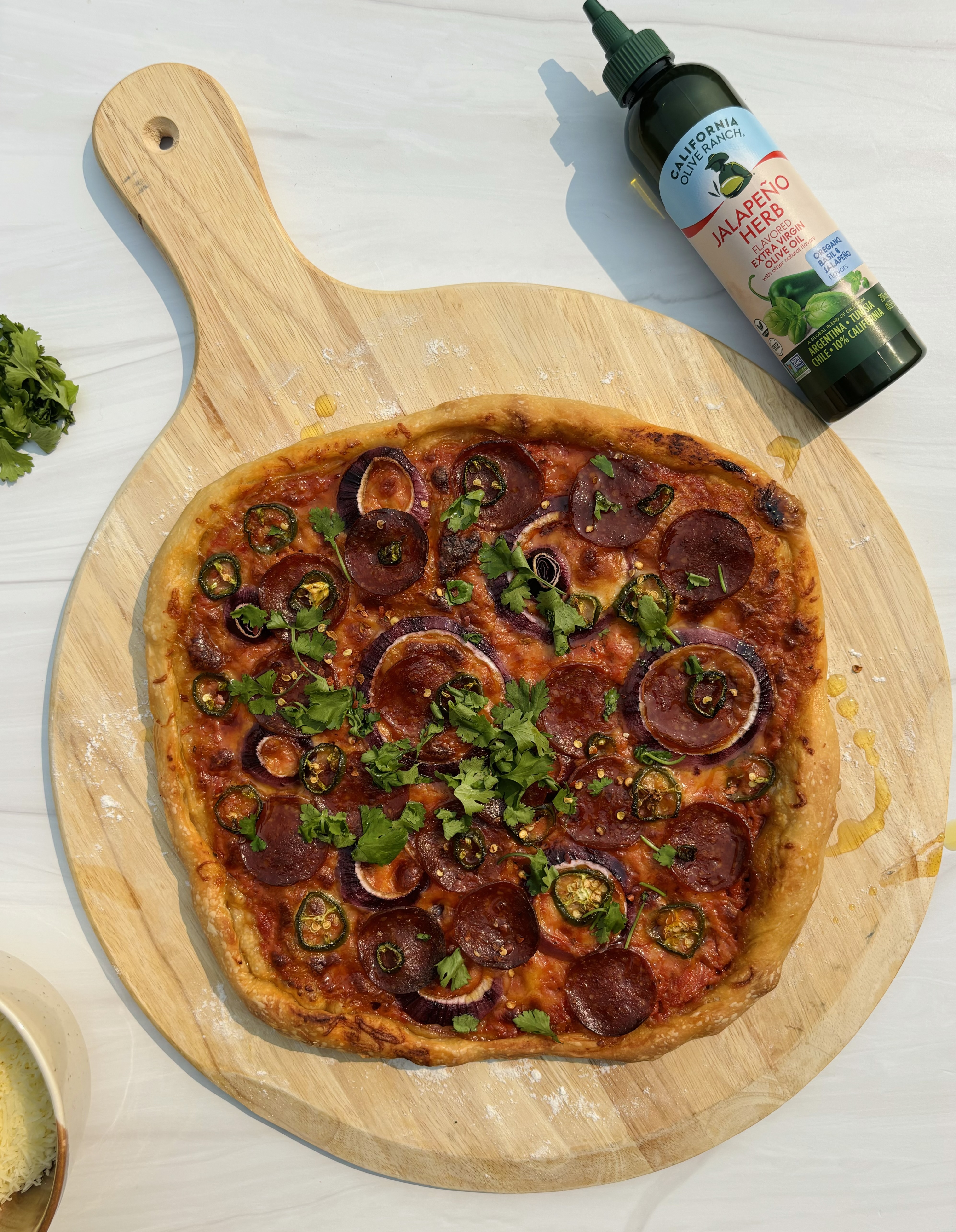 Jalapeño Herb Pepperoni Pizza | California Olive Ranch