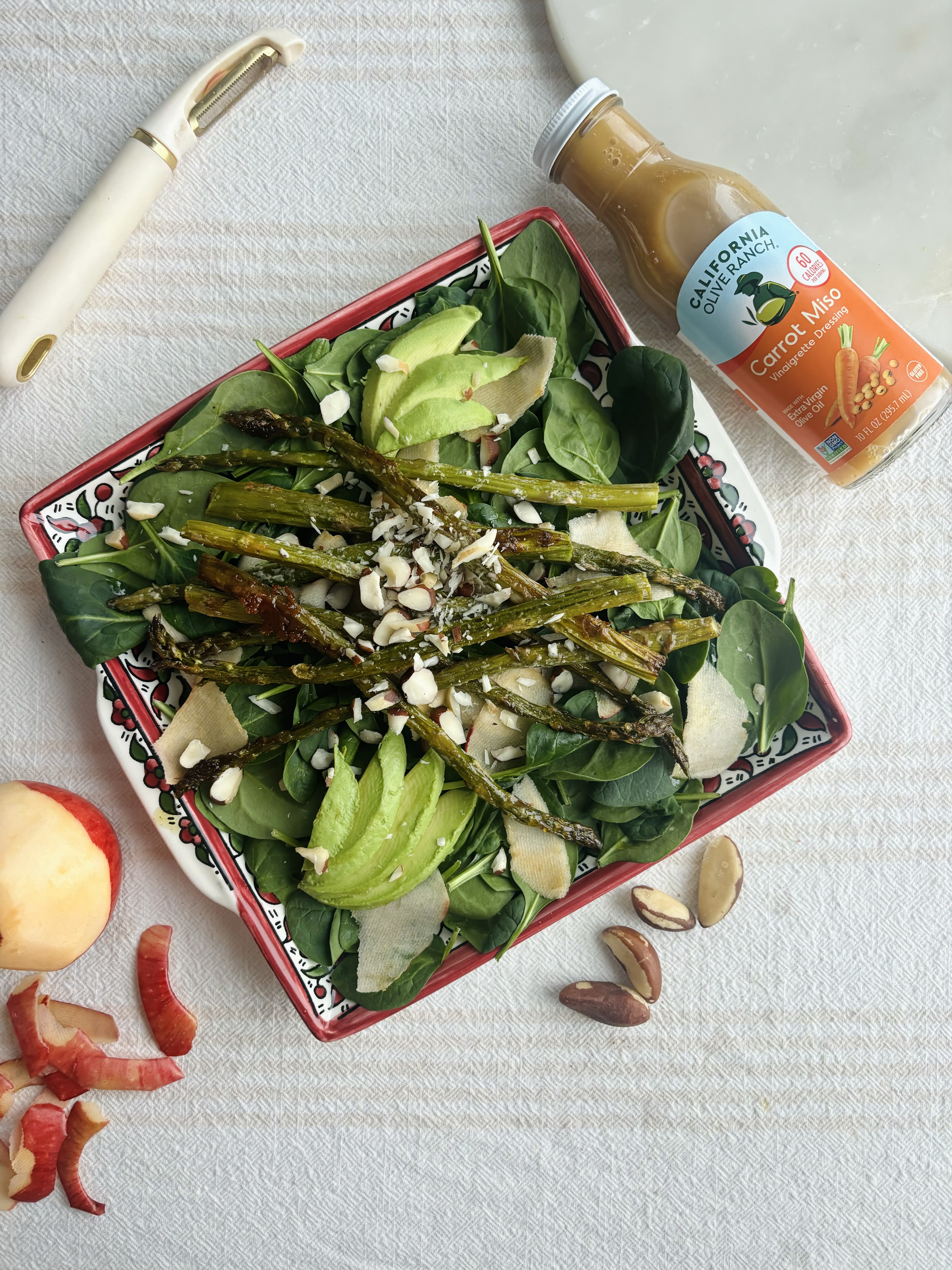 Asparagus, Avocado + Apple Spring Salad with Carrot Miso Dressing | California Olive Ranch