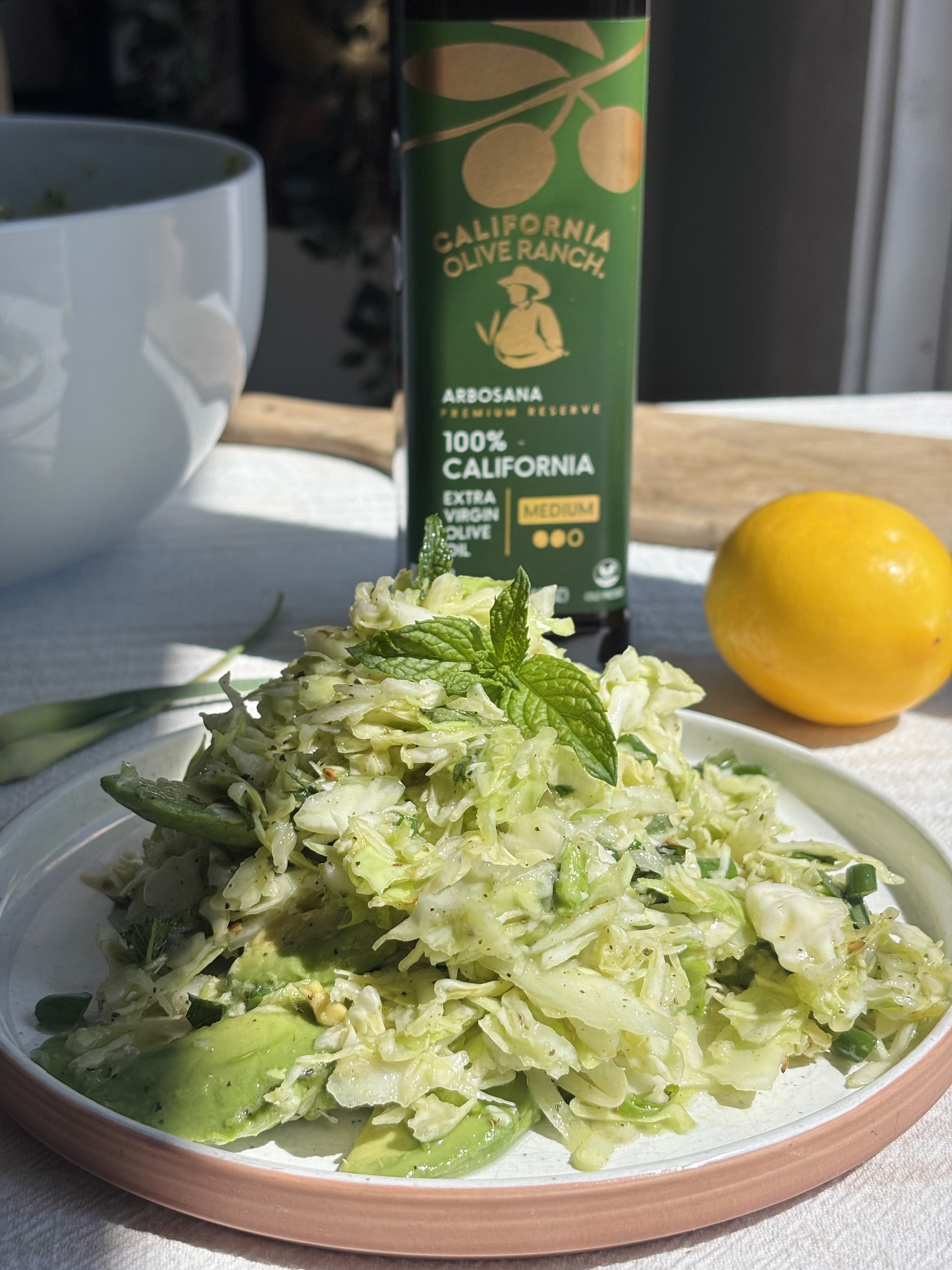 Garlic Lemon Mint Cabbage Slaw | California Olive Ranch
