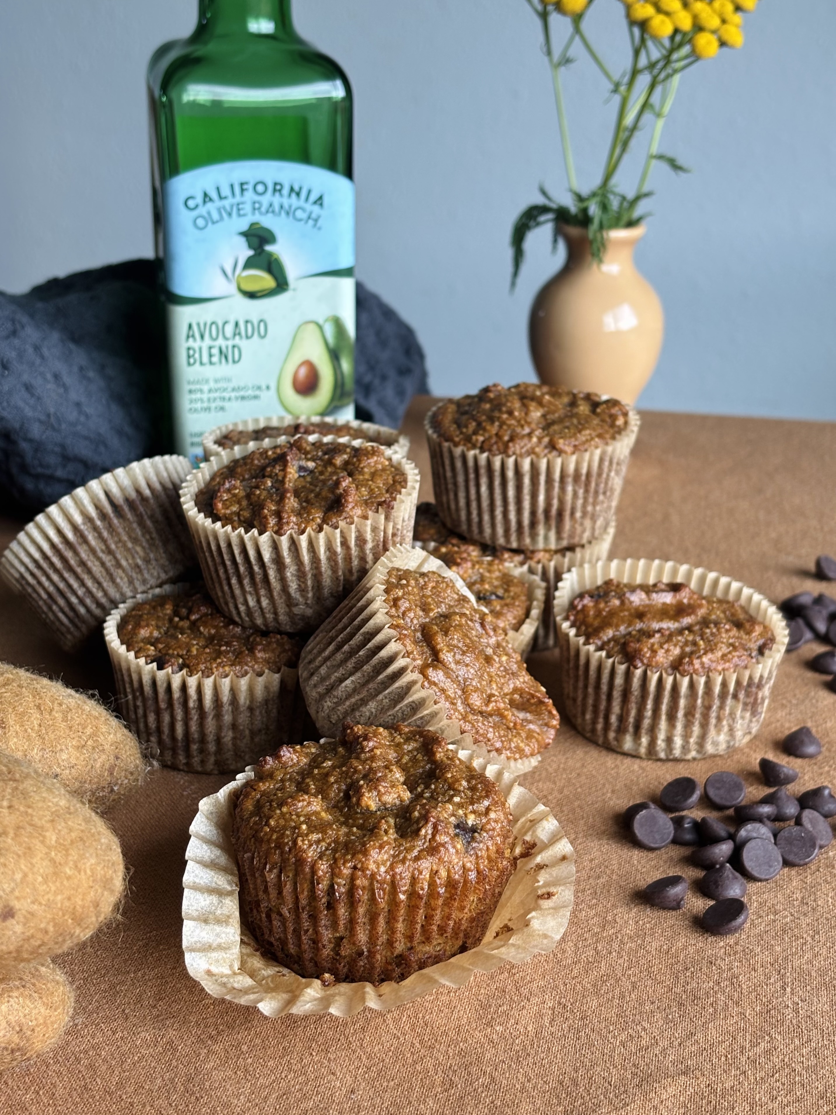 Chocolate Chip Paleo Pumpkin Muffins (G/F, Dairy Free, Refined Sugar Free) | California Olive Ranch