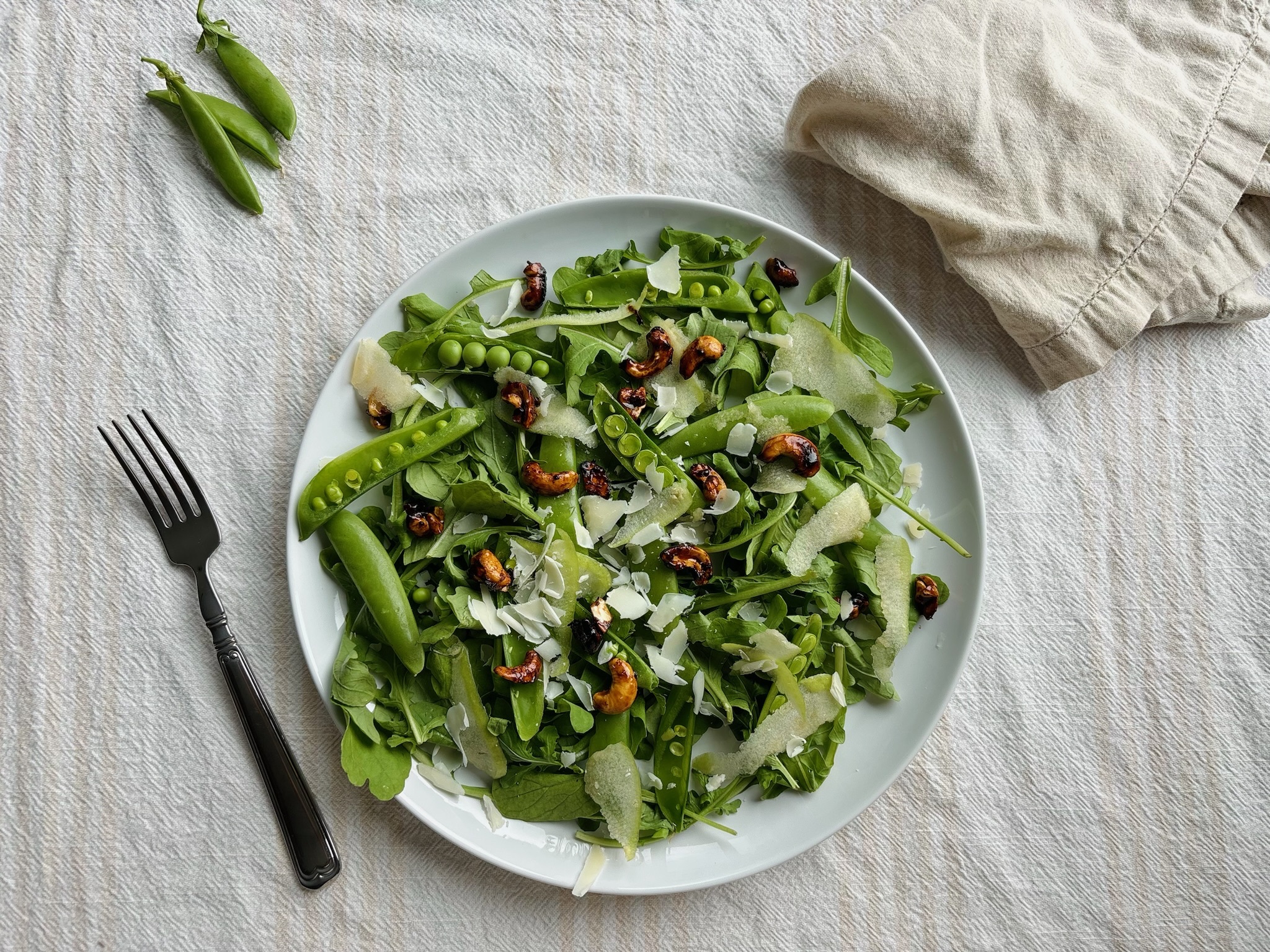 Snap pea, Toasted Sesame, Arugula Salad | California Olive Ranch