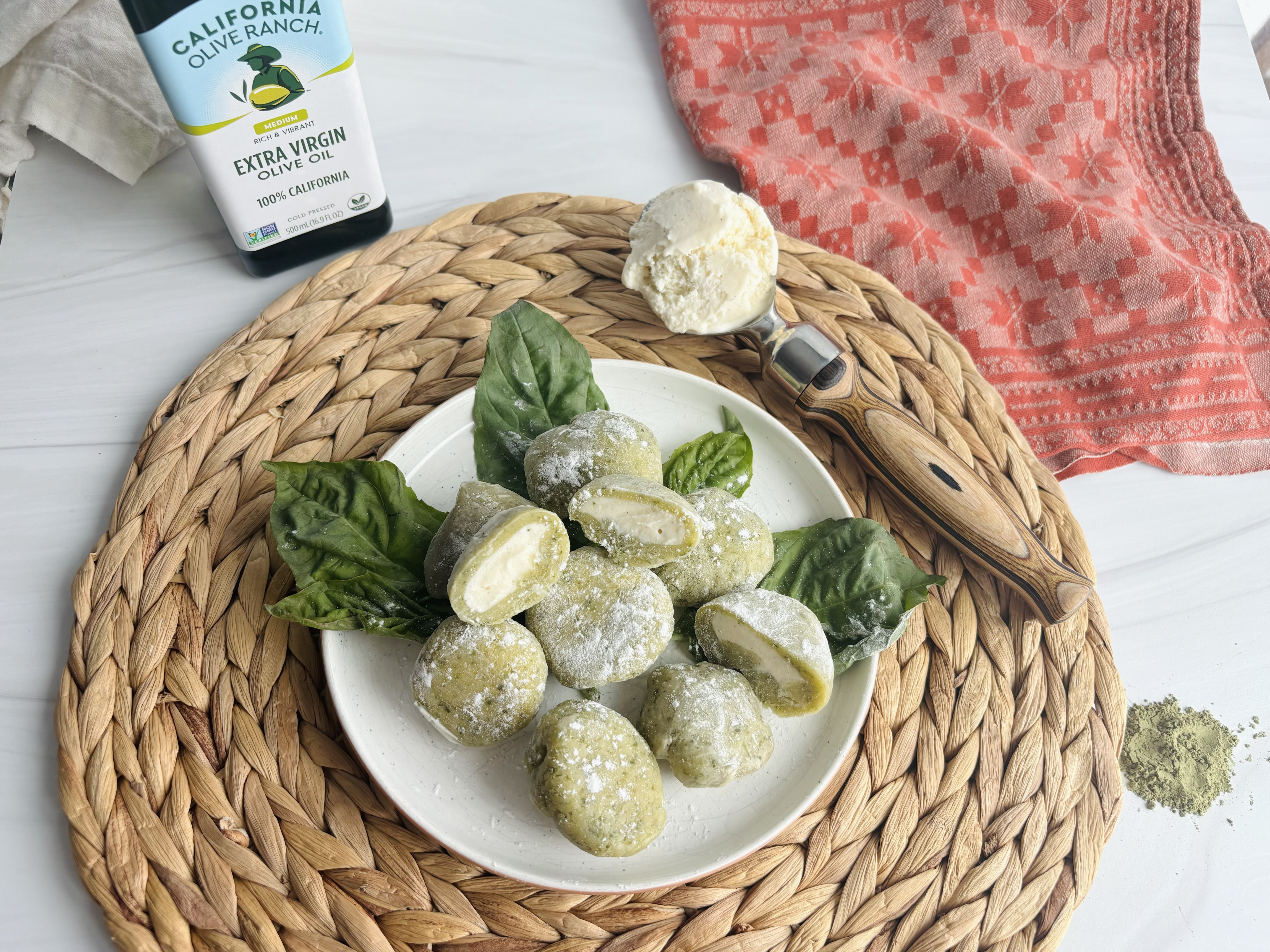 Basil & Olive Oil Mochi Ice Cream | California Olive Ranch