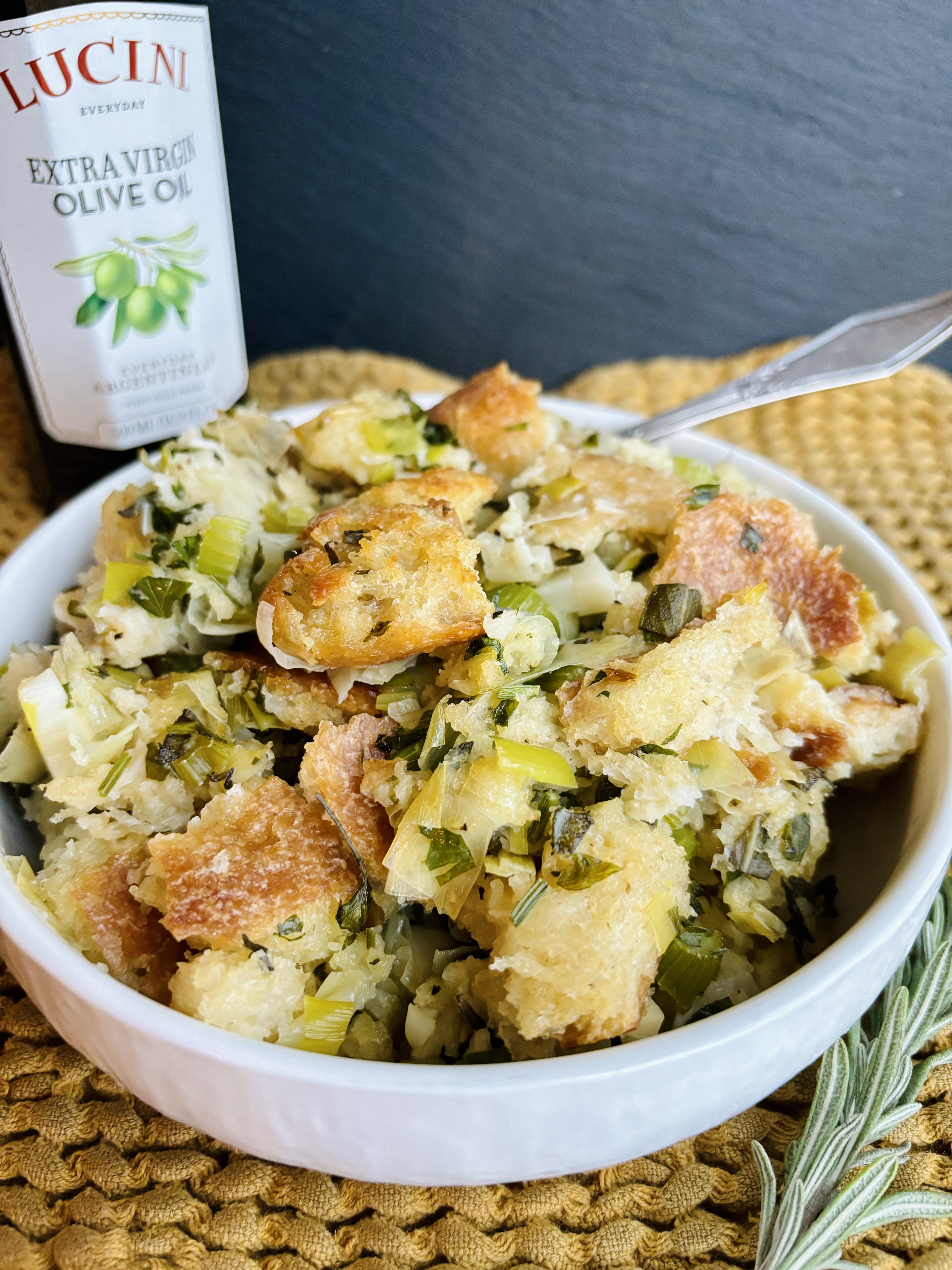 Sourdough Leek Stuffing (with dairy-free option) | California Olive Ranch
