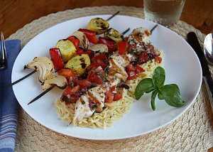 Mahi Mahi Skewers with Tomatoes and Orzo | California Olive Ranch