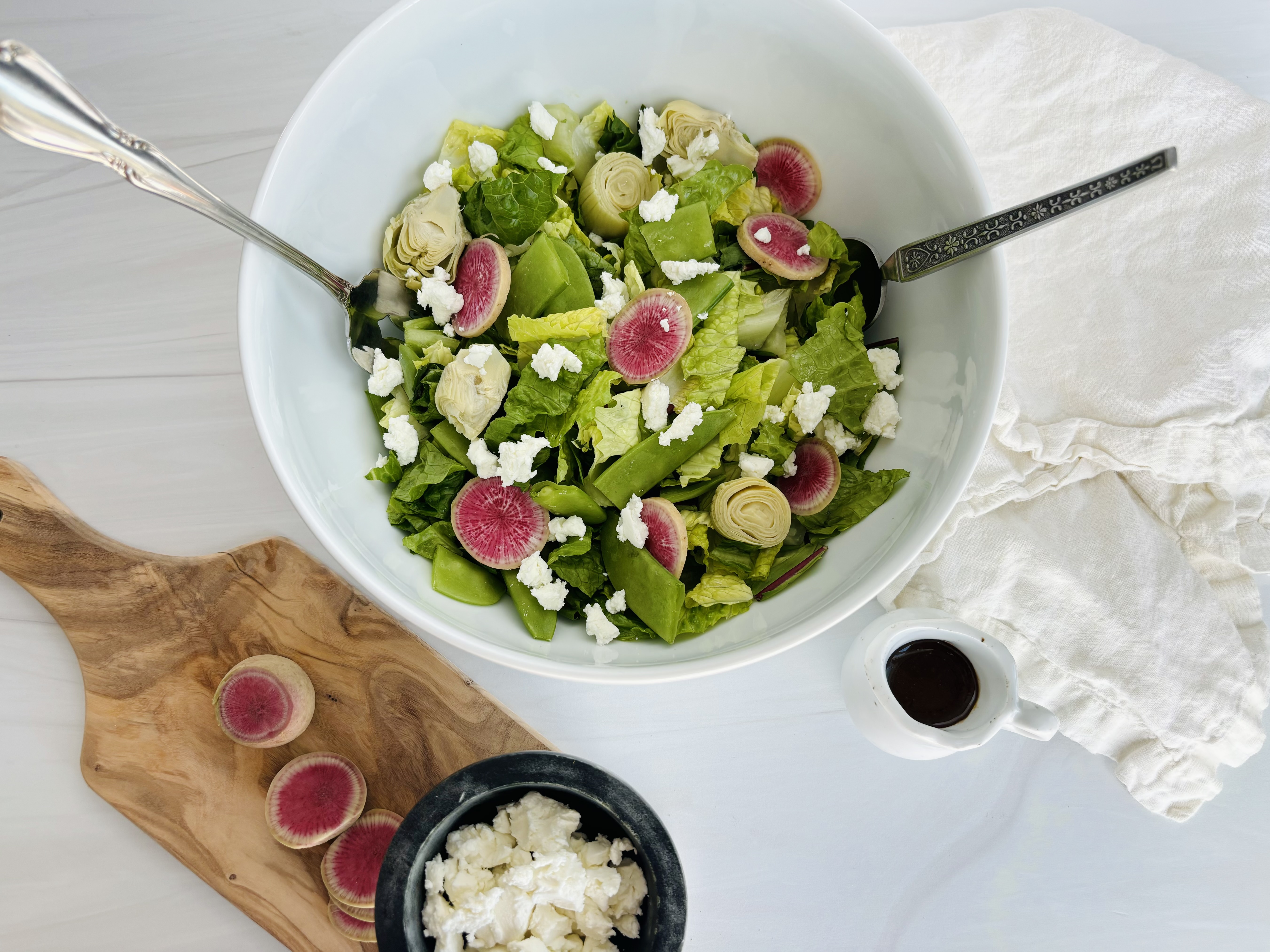 Dandelion Greens Spring Salad With Watermelon Radish and Fig Balsamic Dressing | California Olive Ranch Dandelion Greens Spring Salad With Watermelon Radish and Fig Balsamic Dressing | California Olive Ranch