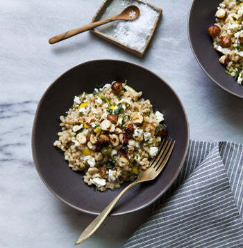 Farro with Preserved Lemon, Feta, Mint, and Hazelnuts | California Olive Ranch